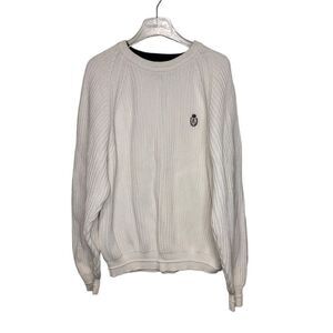 Ralph Lauren Vintage Cable Knit Sweater White Ivory Size XL